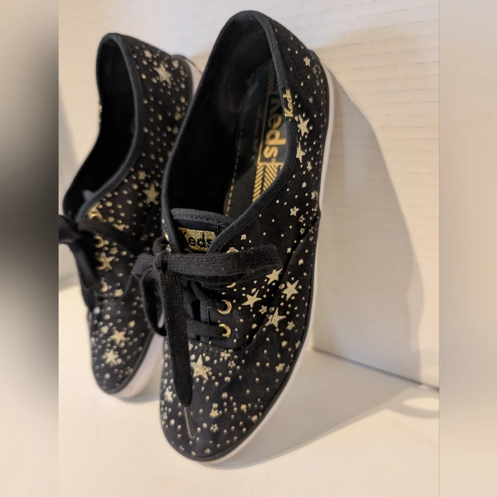 KEDS Celestial Sneakers‎ Black And Gold Stars Sz. 7.5